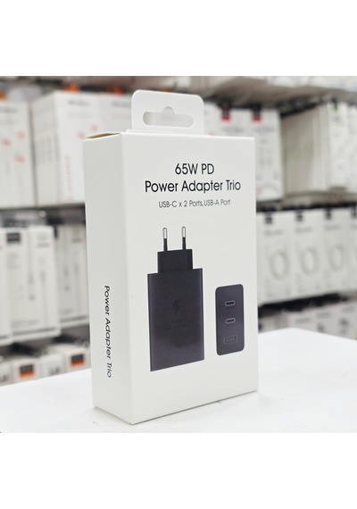 65w Pd Üçlü Hızlı Şarj Adaptörü - Super Fast Charging Destekli, 2x Type-c 1x Usb-a 3 Portlu Şarj Başlığı Siyah