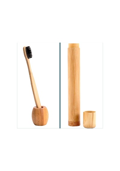Omeniv Doğal Bambu Diş Fırçası Bambu Kutu ve Standı Set Omeniv Doğal Bambu Diş Fırçası Bambu Kutu ve Standı Set