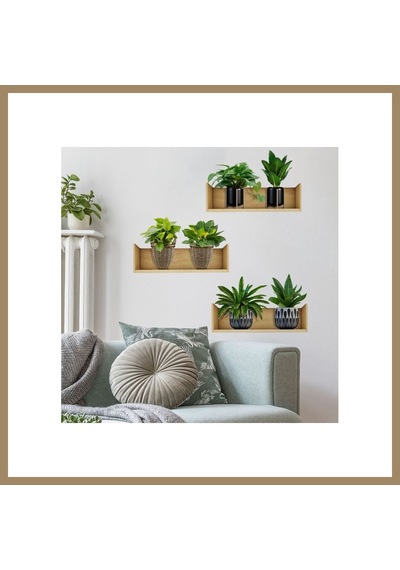 Kahveci.store Raflı Bitki Tasarımlı Yapışkanlı Sticker 20 30 Cm 3lü Set Mc-663 22 Çok Renkli