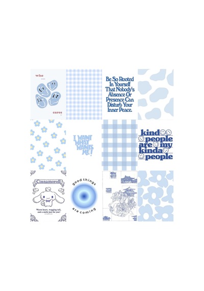 Blue Mavi Mottolu Soft Poster Duvar Kağıdı Seti