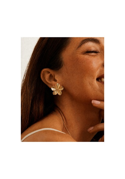 Bloom Collection Fleur Gold Çelik Çiçek Küpe Altın Altın