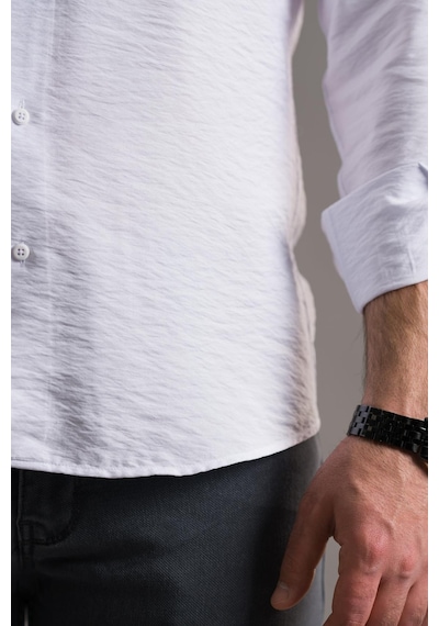 Modtime Slimfit Gofre Kumaş Yaka Düğmeli Uzun Kol Erkek 001