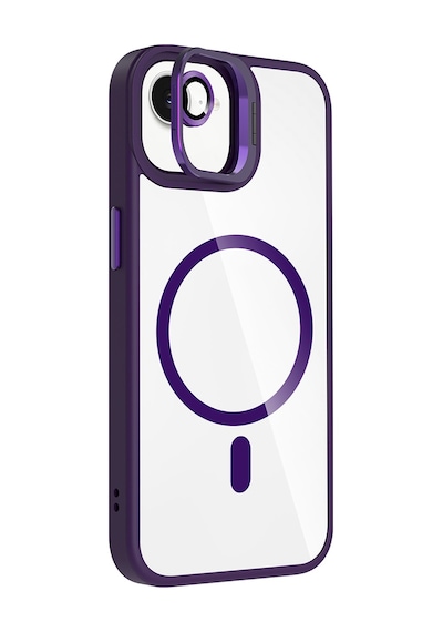 Adige Apple iPhone Uyumlu 16e Kılıf Etro Standlı + Kamera Lens Koruyucu Derin Mor