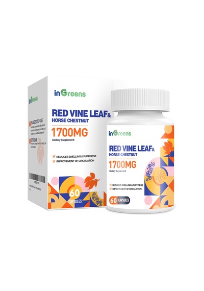İngreens Red Vine Leaf Extract 1700mg & Horse Chestnut Extract Supports Vein Skin Health 60 Caps