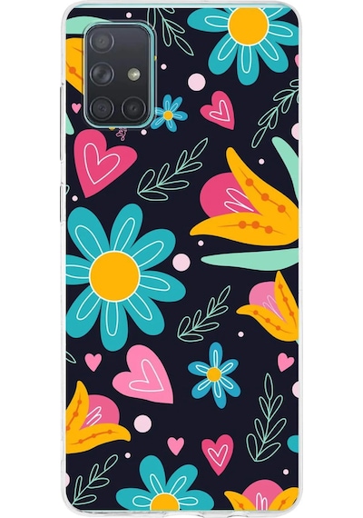 Samsung Galaxy A71 İle Uyumlu 1mm Slim Fit Retro Colors 1 Baskılı Şeffaf Kılıf Şeffaf