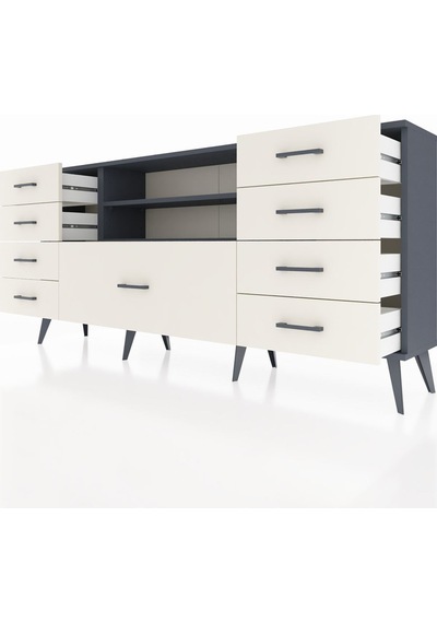Arges Konsol 2 Raflı 9 Çekmeceli 176x30x83 Antrasit-antrasit/aytaşı Antrasit/aytaşı Arges Konsol 2 Raflı 9 Çekmeceli 176x30x83 Antrasit-antrasit/aytaşı Antrasit/aytaşı