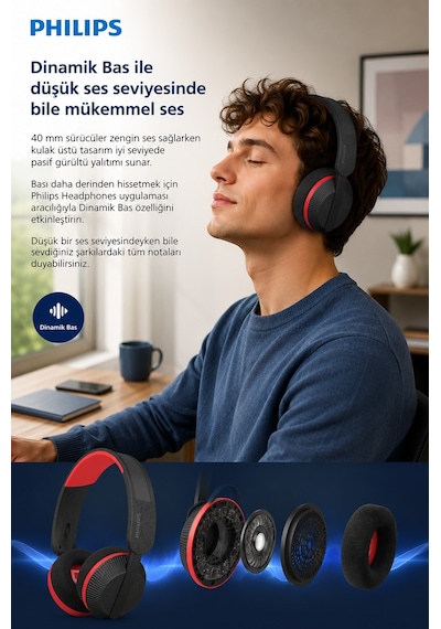 Philips TAA6219BK/00 Bluetooth 5.4 Kablosuz Kulak Üstü Spor Kulaklık