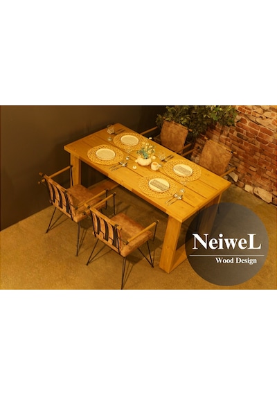 Neiwel Garden Avex Doğal Ahşap Bahçe Yemek Masası-80-140 Açık Ceviz