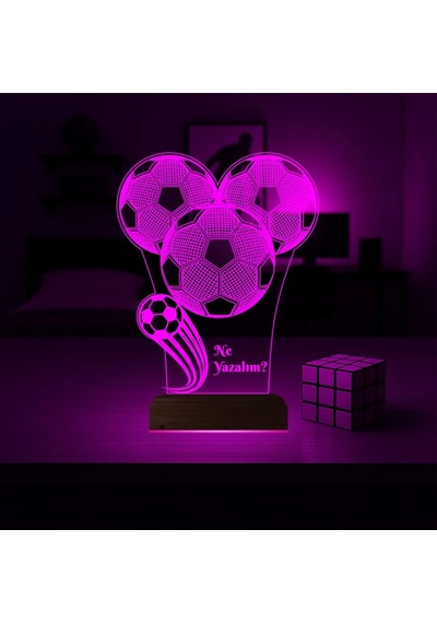 Luvivia Futbol Topu Futbolcu Hediye Kişiye Özel 3d Lamba - Masa Gece Lambası V1 Şeffaf