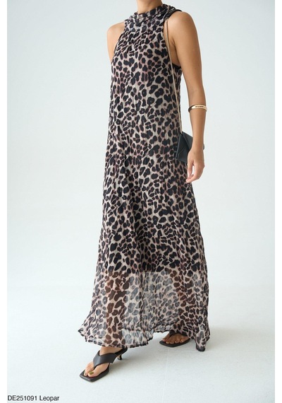 Butik Belvita Leopar Desen Elbise Siyah