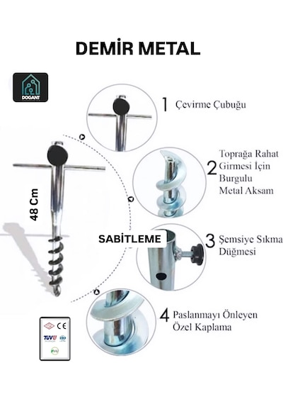 Xxxxl Fırtına Şemsiye Çadır Bahçe Kamp Plaj Yer Sabitleme Kazıgı