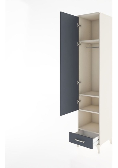 Hyperion Dolap 4 Raflı Tek Çekmeceli Tek Askılı 44x44x221 Aytaşı-antrasit Aytası
