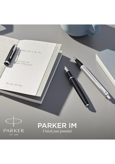 Parker Im Dolma Kalem / Krom Süslü Mat Siyah / Mavi Mürekkepli Orta Uç / Hediye Kutusu Genel