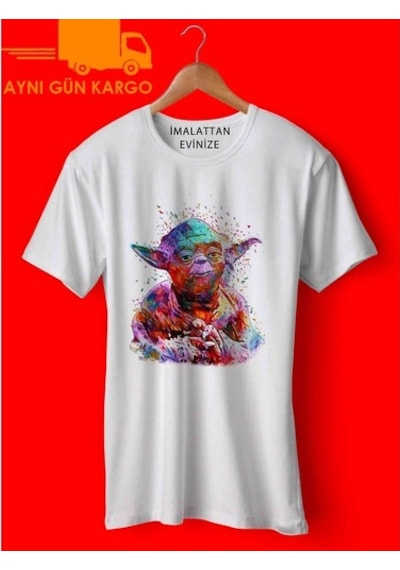 Yoda Star Wars S Tasarımlı Baskılı Tişört Ücretsiz Kargo