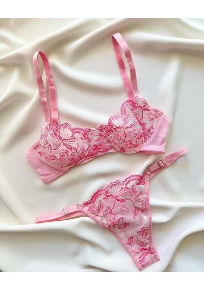 La Linaa Cindy Pembe Kadın Tangalı Bralet Takım Pembe