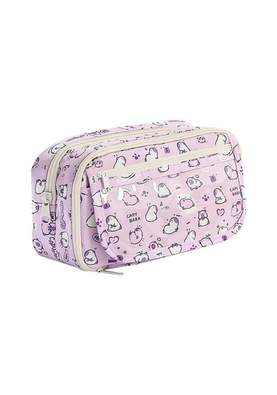 Kız Okul Kırtasiye Öğrenme Malzemeleri Sevimli Capybara Kalem Çantası Pink Pink