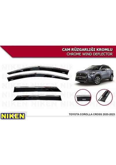 Niken Toyota Corolla Uyumlu Cross 2020+ Kromlu Cam Rüzgarlığı 4 Lü