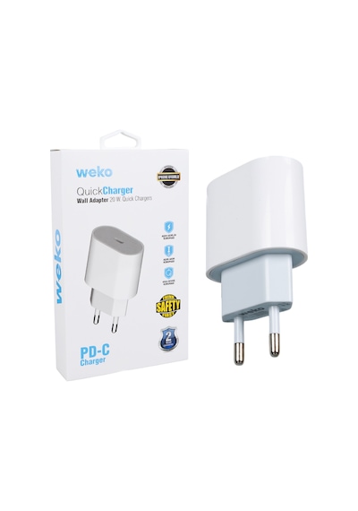 Weko Wk-26524 Beyaz Pd 20 Watt Apple Uyumlu iPhone Type-c Hızlı Şarj Başlığı 1 Adet