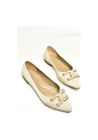 Fox Shoes U820048704 Bej Kumaş Sivri Burun Kadın Babet Bej-kumaş Bej