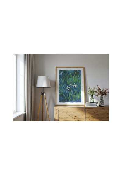 Monet Süsenler Çerçevesiz Poster 30x42 Cm A3 Tablo Empresyonist Duvar Dekoru Mat Fotoğraf Kağıdı