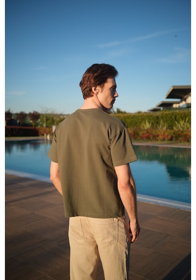 Tonny Black Rahat Kalıp Oversize Kesim T-shirt Erkek Haki T-shirt Tbtshrt020