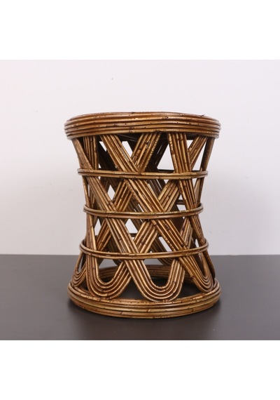 Şölen 40x36 Cm Doğal Kubu Rattan Sehpa & Tabure- Antik Renk Bej
