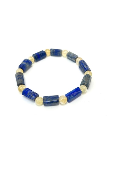 Sertifikalı Lapis Lazuli Ve Sitrin Doğal Taş Bileklik Çok Renkli