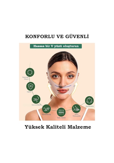 Lexroo Yüz Şekillendirici Maske, V Çene Sıkılaştırıcı Band, Yüz Ve Boyun İncelten Maske, Ten Rengi