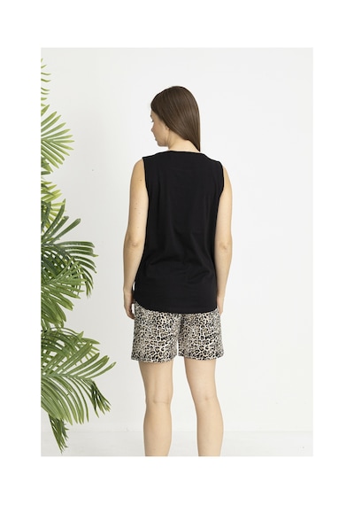 Estiva Kadın Kaplan Alt Desenli Siyah Kolsuz Şortlu Penye Lycra Pijama Takımı Çok renkli Estiva Kadın Kaplan Alt Desenli Siyah Kolsuz Şortlu Penye Lycra Pijama Takımı Çok renkli