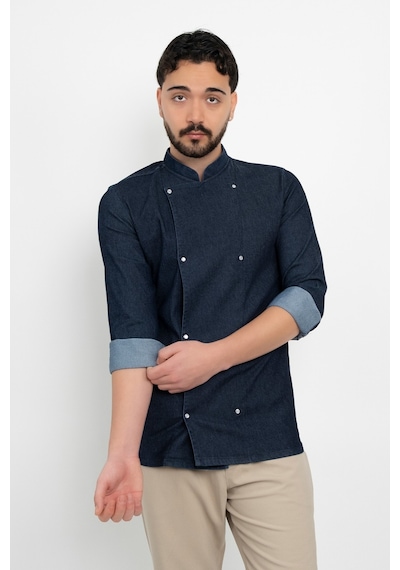 Şeffaf Düğmeli Kot Denim Aşçı Şef Ceket Aşçı Uniforma Chef Ceket Personel Kıyafeti