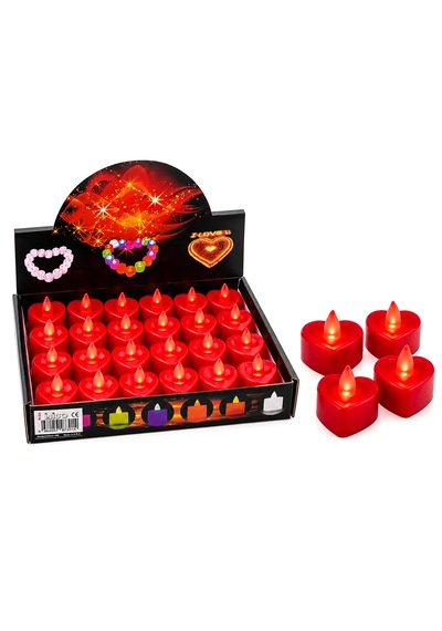 24 Adet Pilli Kapli - Kırmızı Renkli Led Mum Çap : 4cm Yükseklik : 3.7cm İ10-023 5332