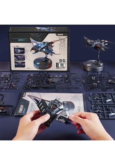 Rokr Mı06 Manta Ray Dıy Mechanical 3d Puzzle Maket Model Seti 3d Model Kit Detaylı Dekoratif Hobi Seti Hareketli Ve Işıklı