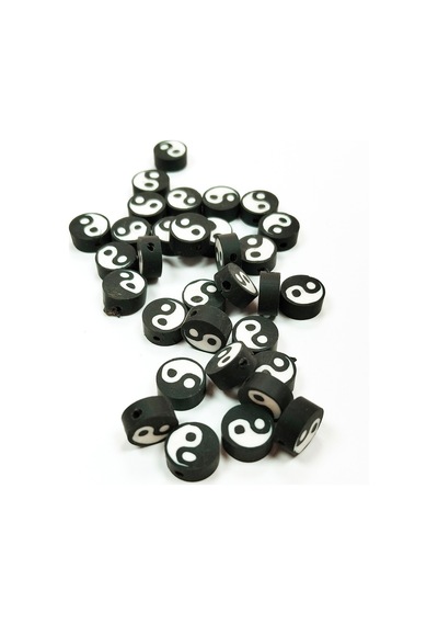 90 Adet 10 Mm Polimer Kil Fimo Boncuk Takı Bileklik + 5 Metre Misina Hediye - Ayıcık - Bayrak - Yin Yang