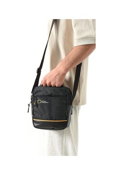 Baginn Erkek Omuz Çantası Elde Tutma 23 14 Cm Çapraz Askılı Postacı Çantası Mega Çanta Paraşüt Kumaş Siyah