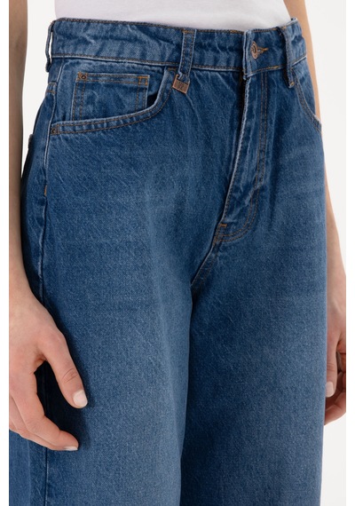 U.S. Polo Assn. Kadın Mavi Loose Fit Jean Pantolon 50304259-DN0022