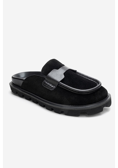 Luvi Shoes Vela Siyah Süet Hakiki Deri Kadın Terlik