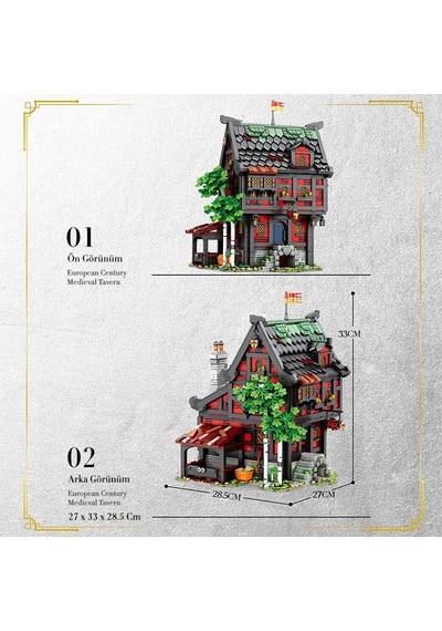 Reobrix 66017 Haçlı Hanı Yaratıcı Yapı Blok Seti Building Block Medieval Tavern The Crusader's Inn - 2953 Parça