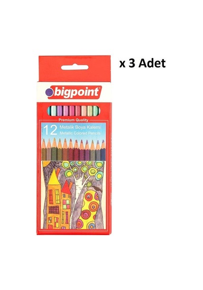 Bigpoint Metalik Kuru Boya Kalemi 12 Renk X 3 Adet Karışık