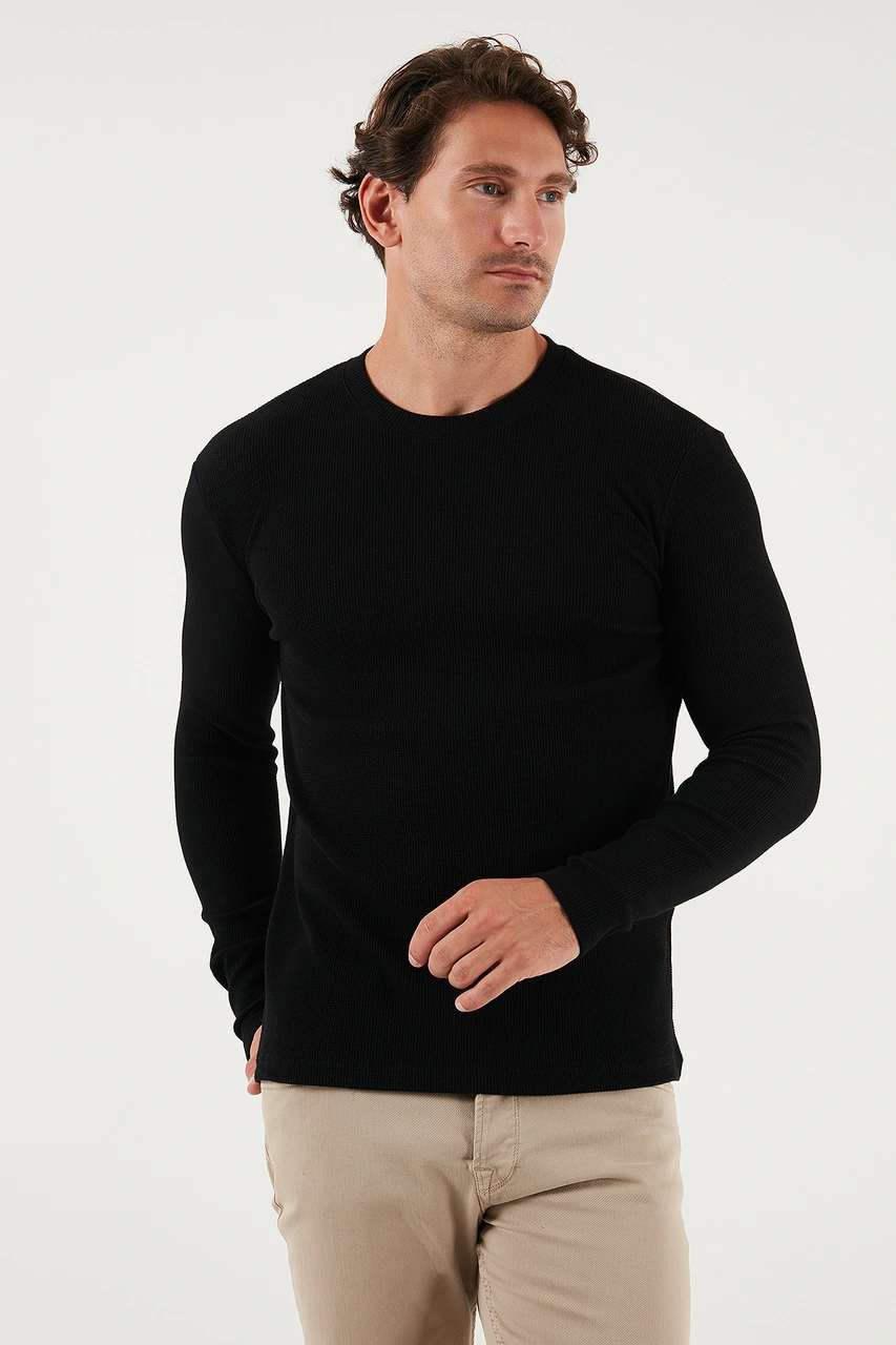 Buratti Pamuklu Bisklet Yaka Slim Fit Basic 3'Lü Paket Erkek Sweat 5905073S3 Ekru-Açık Haki-Siyah