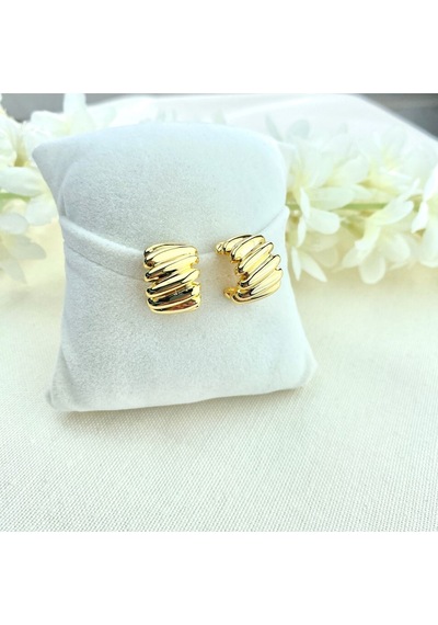 Kadın Trend Küpe Çizgi Model 316 L Paslanmaz Çelik Gold