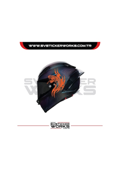 Yılan Sticker Kask Sticker Kasklar Uyumlu Tek Yön 1 Adet Turuncu