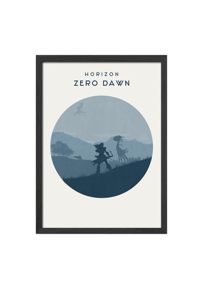 Horizon Zero Dawn Siyah Ahşap Çerçeveli Poster, Dekoratif Oyun Duvar Tablosu