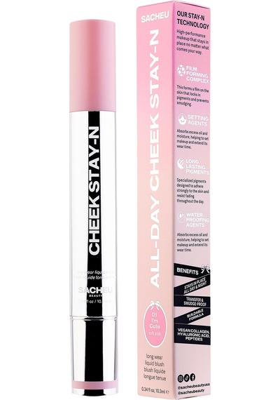 Sacheu Cheek Stay-n Uzun Süre Kalıcı Likit Allık 01 I'm Cute 10 ML