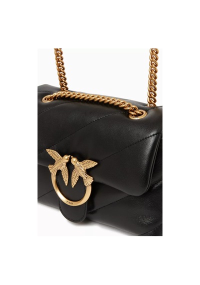 Pinko Love Maxi Kapitone Nappa Mini Şişme Çanta, Şık & Çok Yönlü El Çantası Siyah