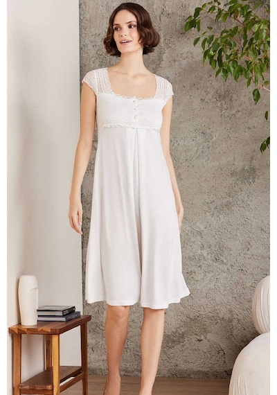 Pierre Cardin 4005 Hamile Lohusa Sabahlıklı Gecelik Takım-ekru