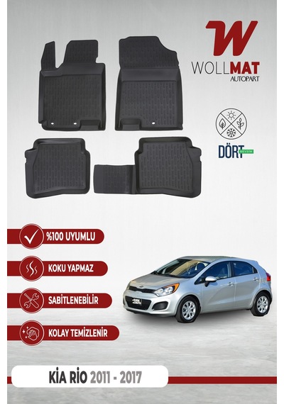 Kia Rio Paspas 2011 2017 Arası Uyumlu 3d Havuzlu Paspas Seti