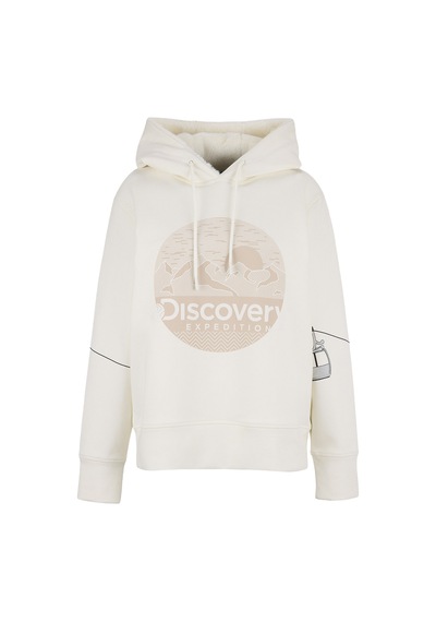 Discovery Expedition D4wl-swt3001 Ekru Kapüşonlu Rahat Baskılı Kadın Sweatshirt