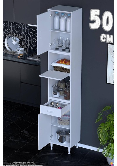 Çağıl 50 Cm Çok Amaçlı Organizer Dolap - Mutfak Kiler Banyo Antre Hobi Dolabı Beyaz 50x226x32 Cm Çağıl 50 Cm Çok Amaçlı Organizer Dolap - Mutfak Kiler Banyo Antre Hobi Dolabı Beyaz 50x226x32 Cm