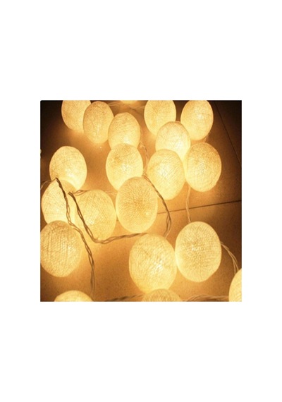 Işıklı Top Şeklinde Dolama Beyaz Led Süsleme 10lu Led Pilli
