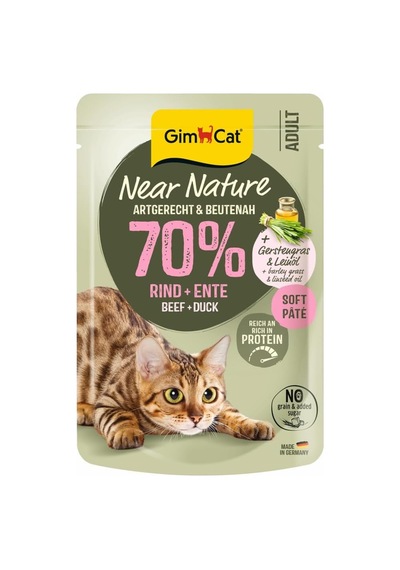 Tr Near Nature Sığır Etli Ve Ördekli Pate Kedi Maması 85 Gr Tahılsız Yaş Mama, Sığır%55 + Ördek%15, Taur